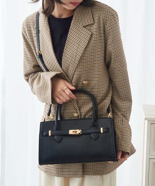 MAISON BREEZE(メゾンブリーズ)の「【MAISON BREEZE】シボレザー 金具ベルト付きトートバッグ ショルダーバッグ SNBD(トートバッグ・レディース・ブラウン/ブラック・FREE)」の5枚目の写真