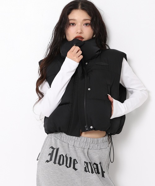 ANAP（アナップ）の「ナイロン ファイバー ダウン ショート ベスト（ベスト・レディース・ブラウン/ブラック・F）」の5枚目の写真