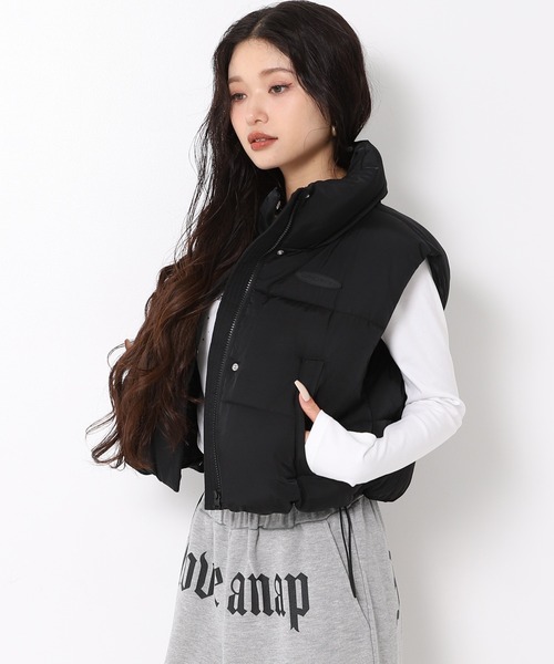 ANAP（アナップ）の「ナイロン ファイバー ダウン ショート ベスト（ベスト・レディース・ブラウン/ブラック・F）」の6枚目の写真