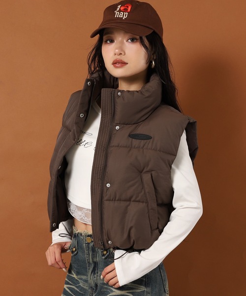 ANAP（アナップ）の「ナイロン ファイバー ダウン ショート ベスト（ベスト・レディース・ブラウン/ブラック・F）」の12枚目の写真