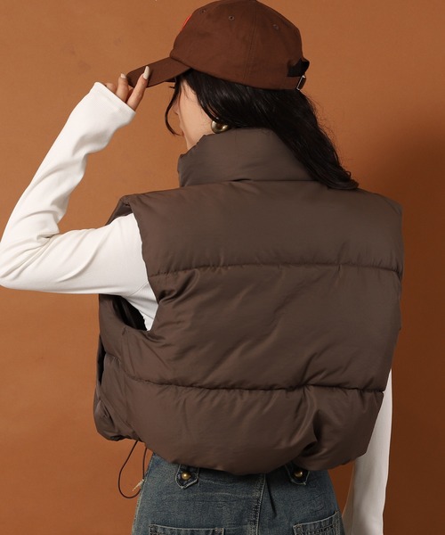 ANAP（アナップ）の「ナイロン ファイバー ダウン ショート ベスト（ベスト・レディース・ブラウン/ブラック・F）」の14枚目の写真