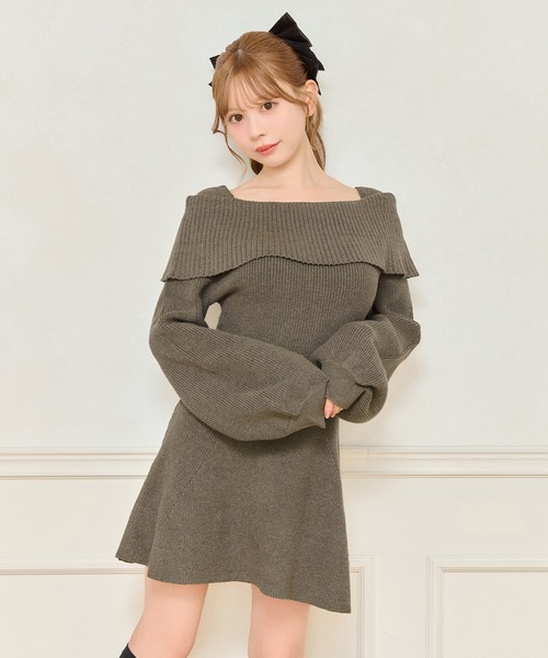 apres jour（アプレジュール）の「オフショルニットワンピース（ワンピース・レディース・ボルドー/ブラック/ブラウン系その他・X-LARGE/フリー）」の3枚目の写真