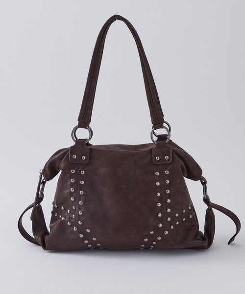 WHO'S WHO gallery（フーズフーギャラリー）の「スタッズショルダーバッグ（ショルダーバッグ・レディース・アイボリー/ブラウン/ダークブラウン/ブラック/サックスブルー/ピンク/イエロー・FREE）」の8枚目の写真