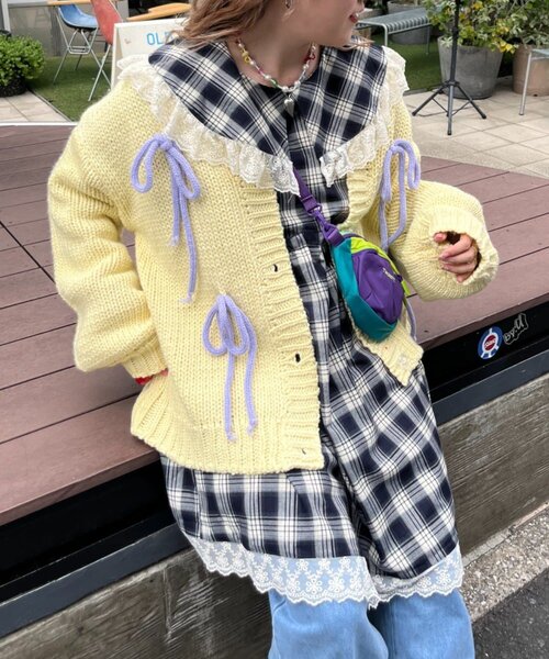 Amおっきいリボンカーディガン