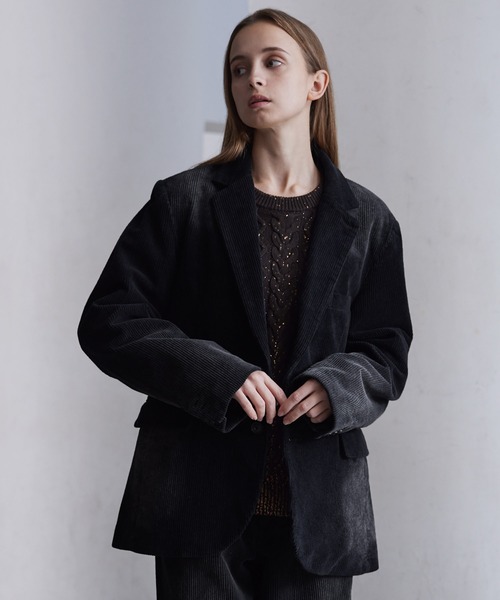 clel アンティーク デザイン コーデュロイ テーラード ジャケット L CLEL】Antique Design Corduroy Tailored Jacket / アンティーク