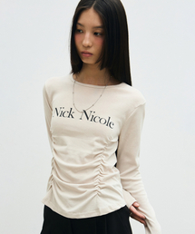 NICK&NICOLE | NICOLE PINTUCK SHIRRING TOP_BEIGE(Tシャツ/カットソー)