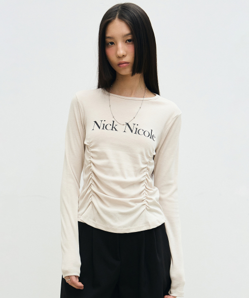 NICK&NICOLE（ニックアンドニコール）の「NICOLE PINTUCK SHIRRING TOP_BEIGE（Tシャツ/カットソー・レディース・その他・FREE）」の3枚目の写真