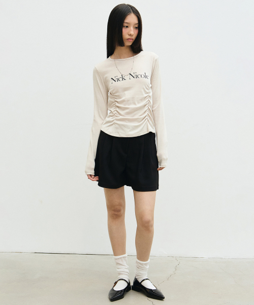 NICK&NICOLE（ニックアンドニコール）の「NICOLE PINTUCK SHIRRING TOP_BEIGE（Tシャツ/カットソー・レディース・その他・FREE）」の4枚目の写真