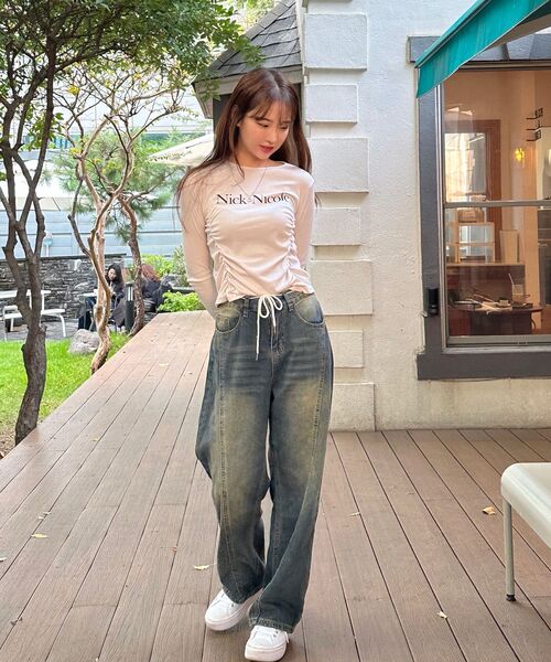 NICK&NICOLE（ニックアンドニコール）の「NICOLE PINTUCK SHIRRING TOP_BEIGE（Tシャツ/カットソー・レディース・その他・FREE）」の7枚目の写真