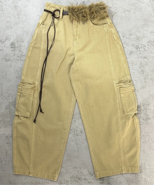FOLLOWIN（フォロウィン）の「フェイクファーウエスト ベルトカーゴパンツ（カーゴパンツ・レディース・ベージュ/ブラウン/ブラック・LARGE/MEDIUM/SMALL）」の20枚目の写真
