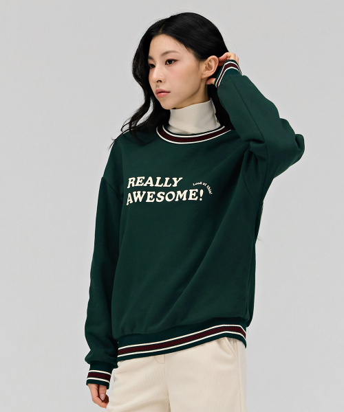 CHASECULT(チェイスカルト)の「レディース 配色 裏起毛 スウェットTシャツ - グリーン(スウェット・レディース・グリーン・85/90)」の2枚目の写真