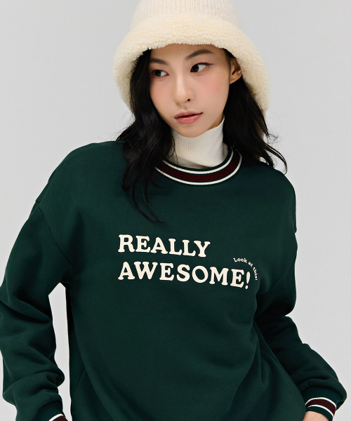 CHASECULT(チェイスカルト)の「レディース 配色 裏起毛 スウェットTシャツ - グリーン(スウェット・レディース・グリーン・85/90)」の5枚目の写真