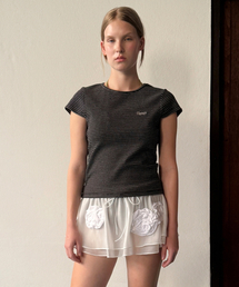 Stripe Cap Sleeve T-shirt (Black)