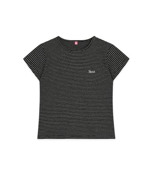 SINOON(シヌーン)の「Stripe Cap Sleeve T-shirt (Black)(Tシャツ/カットソー・レディース・ブラック・SMALL/MEDIUM)」の4枚目の写真