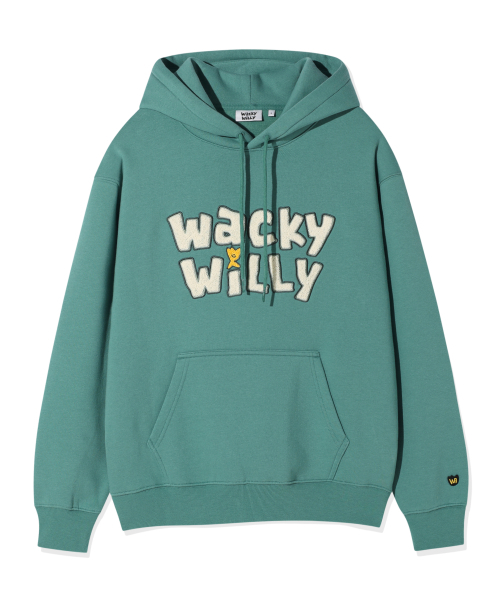 Wacky WiLLy(ワッキーウィリー)の「起毛タイポグラフィックフードグリーン(パーカー・レディース・その他・SMALL/MEDIUM/LARGE/X-LARGE)」の1枚目の写真