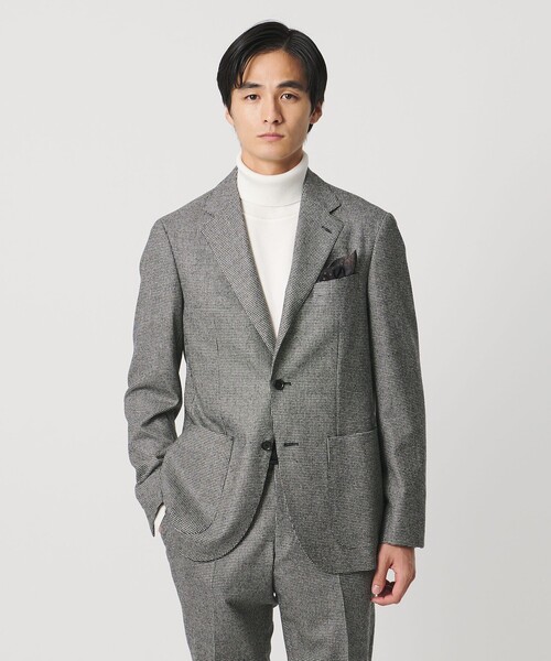 UNITED ARROWS（ユナイテッドアローズ）の「フランネル ハウンドトゥース シングル2ボタン テーラードジャケット COMFORT EASY‐MODEL ヨコストレッチ（テーラードジャケット・メンズ・ダークグレー・52/50/44/48/46/42）」の2枚目の写真