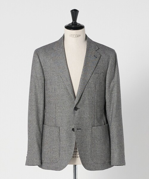 フランネル ハウンドトゥース シングル2ボタン テーラードジャケット