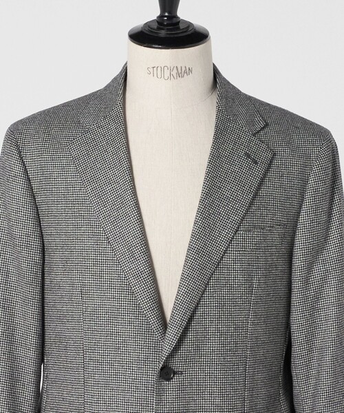 フランネル ハウンドトゥース シングル2ボタン テーラードジャケット