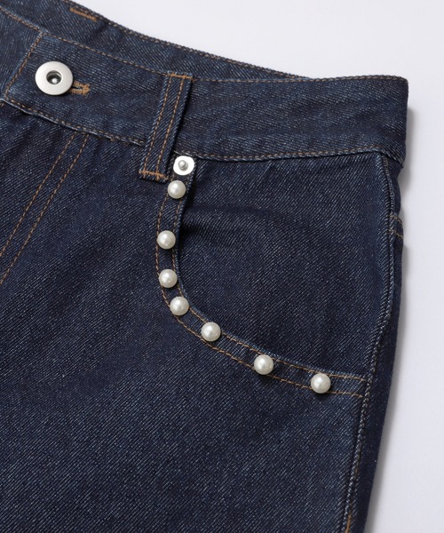 MERAKI(メラキ)の「パールスリットデニムパンツ(デニムパンツ・レディース・インディゴブルー/ライトブルー・M/S)」の16枚目の写真