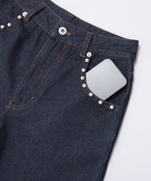 MERAKI(メラキ)の「パールスリットデニムパンツ(デニムパンツ・レディース・インディゴブルー/ライトブルー・M/S)」の17枚目の写真