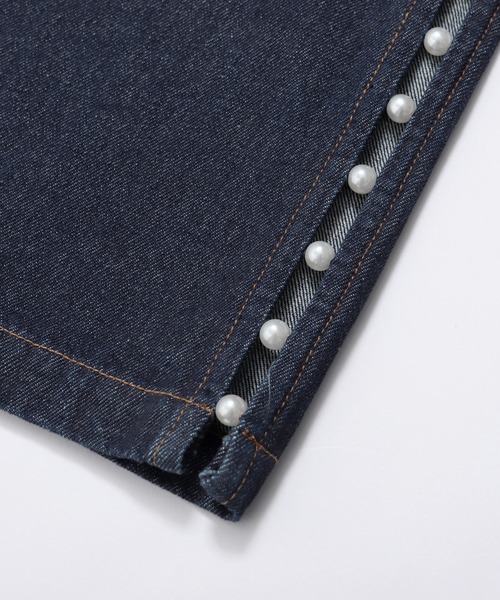 MERAKI(メラキ)の「パールスリットデニムパンツ(デニムパンツ・レディース・インディゴブルー/ライトブルー・M/S)」の20枚目の写真
