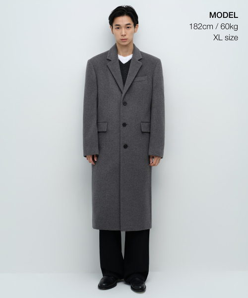 MUSINSA STANDARD（ムシンサスタンダード）の「カシミヤブレンドマスキュリンチェスターフィールドロングコート[ミディアムグレー]（チェスターコート・メンズ・その他・LARGE/X-LARGE/XX-LARGE/MEDIUM）」の8枚目の写真