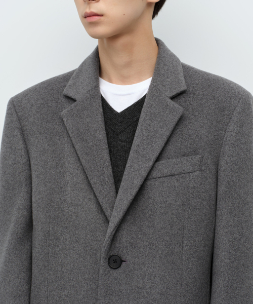 MUSINSA STANDARD（ムシンサスタンダード）の「カシミヤブレンドマスキュリンチェスターフィールドロングコート[ミディアムグレー]（チェスターコート・メンズ・その他・LARGE/X-LARGE/XX-LARGE/MEDIUM）」の6枚目の写真