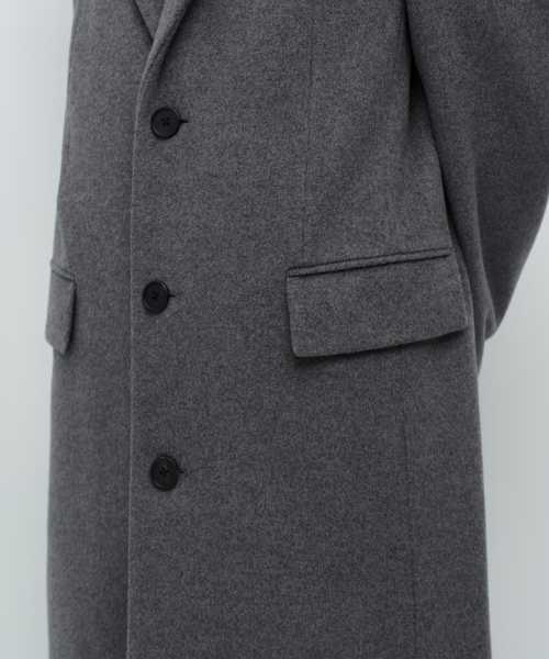 MUSINSA STANDARD（ムシンサスタンダード）の「カシミヤブレンドマスキュリンチェスターフィールドロングコート[ミディアムグレー]（チェスターコート・メンズ・その他・LARGE/X-LARGE/XX-LARGE/MEDIUM）」の5枚目の写真