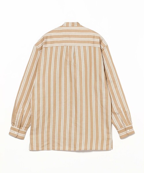 BEAMS F（ビームスエフ）の「【別注】Placide / リネンコットン ダブルストライプ バンドカラーシャツ（その他アウター・メンズ・ベージュ・3/2）」の4枚目の写真