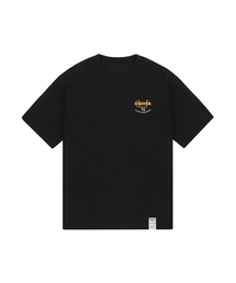 [ユニセックス]スモールマルチカラースマイルレオパード半袖Tシャツ_ブラック