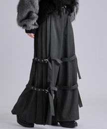 Ellno Loset | サイドプリーツダブルベルトパンツ(スラックス)