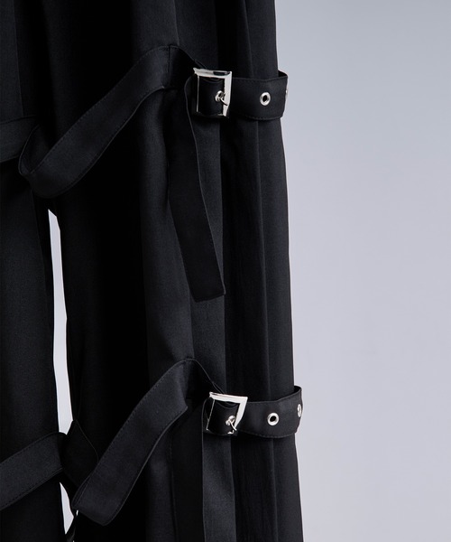 Ellno Loset（エルノロゼット）の「サイドプリーツダブルベルトパンツ（スラックス・メンズ・チャコール/ブラック・X-SMALL/SMALL/MEDIUM/LARGE）」の10枚目の写真