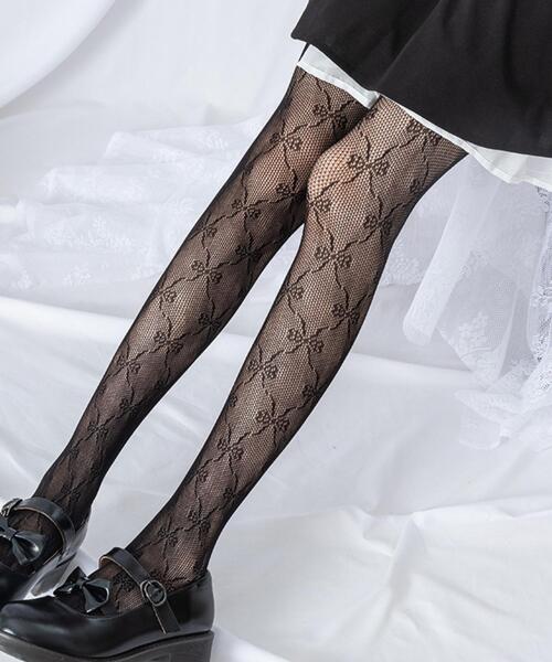 WEGO（ウィゴー）の「WEGO/リボン総レースタイツ（タイツ/ストッキング・レディース・ホワイト・FREE）」の4枚目の写真