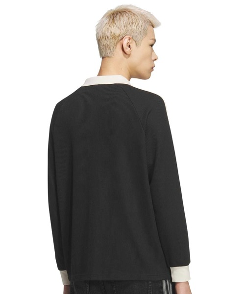adidas(アディダス)の「adidas WAFFLE LONG SLEEVE POLO / アディダス ワッフル ロング スリーブ ポロ【SP】(ポロシャツ・メンズ・ブラック・XS/S/M/L/XL/XXL)」の9枚目の写真