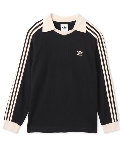 adidas(アディダス)の「adidas WAFFLE LONG SLEEVE POLO / アディダス ワッフル ロング スリーブ ポロ【SP】(ポロシャツ・メンズ・ブラック・XS/S/M/L/XL/XXL)」の4枚目の写真