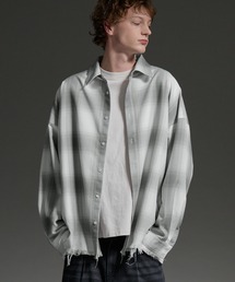 cussil | 【cussil/クシル】オーバーサイズオンブレチェック柄フリンジレギュラーカラーシャツ(シャツ/ブラウス)