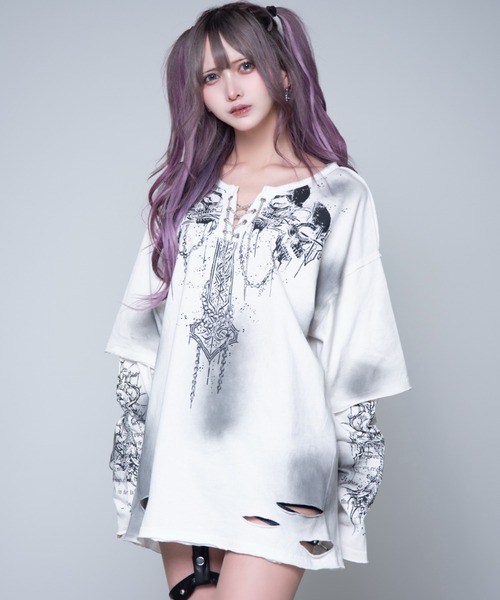 REFLEM/レフレムグランジレイヤードL/S Tee/ロングスリーブカットソー REFLEM（レフレム）の「『REFLEM/レフレム』グランジレイヤードL/S Tee