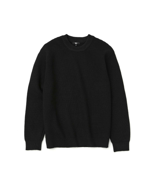 WMC(ダブリューエムシー)の「ワッフルクルーネックニット_BLACK(ニット/セーター・メンズ・ブラック・LARGE/X-LARGE/MEDIUM)」の1枚目の写真