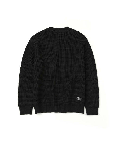 WMC(ダブリューエムシー)の「ワッフルクルーネックニット_BLACK(ニット/セーター・メンズ・ブラック・LARGE/X-LARGE/MEDIUM)」の2枚目の写真
