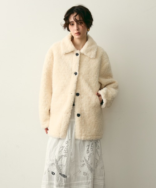 Trish（トリッシュ）の「プードルボアステンカラーコート（ステンカラーコート・レディース・ホワイト/ブラウン・FREE）」の11枚目の写真