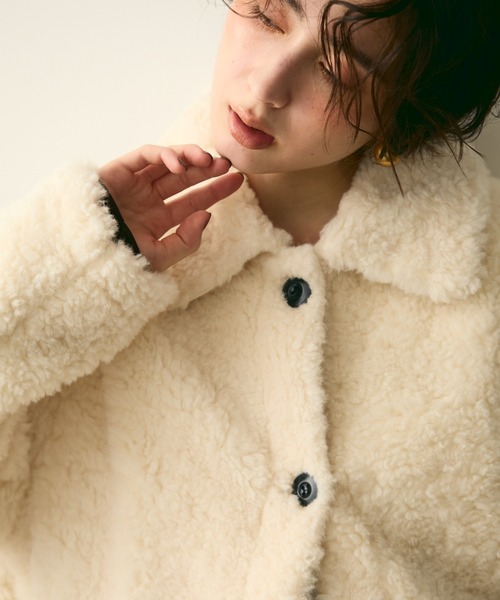 Trish（トリッシュ）の「プードルボアステンカラーコート（ステンカラーコート・レディース・ホワイト/ブラウン・FREE）」の8枚目の写真