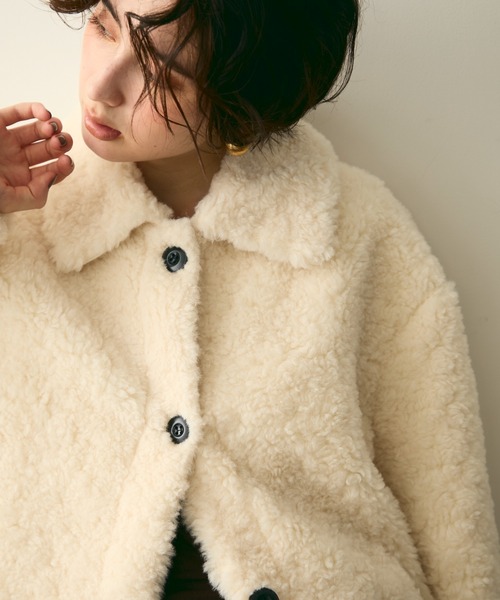 Trish（トリッシュ）の「プードルボアステンカラーコート（ステンカラーコート・レディース・ホワイト/ブラウン・FREE）」の9枚目の写真