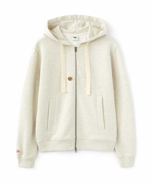 WMC(ダブリューエムシー)の「ボタンフードジップアップ_アイボリー(パーカー・メンズ・アイボリー・MEDIUM/LARGE/X-LARGE)」の2枚目の写真
