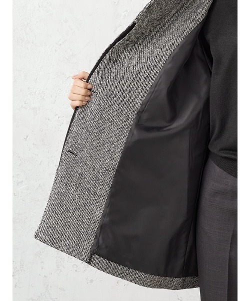 ホームスパン　ミドルスタンド　ウールコート　ブラウン/ブラック