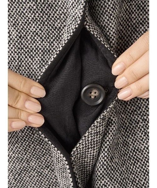ホームスパン　ミドルスタンド　ウールコート　ブラウン/ブラック