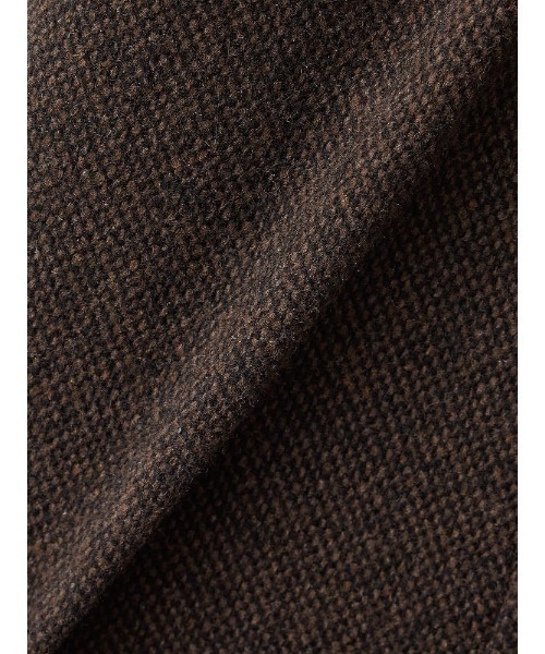 ホームスパン　ミドルスタンド　ウールコート　ブラウン/ブラック