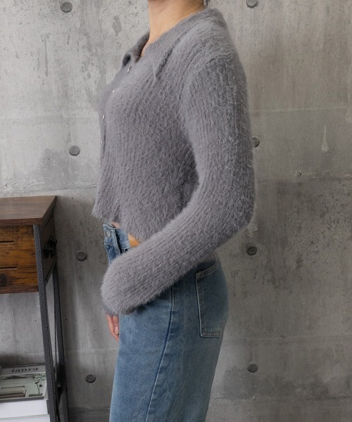 Miniministore(ミニミニストア)の「シャギーカーディガンゴールドボタン韓国風(ニット/セーター・レディース・ブラック/ライトベージュ・FREE)」の15枚目の写真