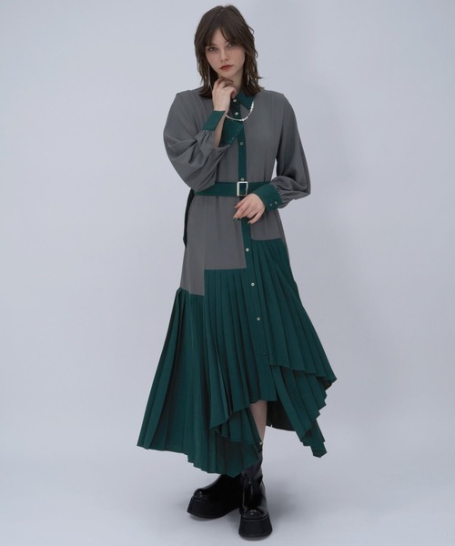 HARE(ハレ)の「プリーツイレヘムワンピース(ワンピース・レディース・ブラック系その他/ブラック/グレー/グレー系その他/ベージュ・FREE)」の1枚目の写真