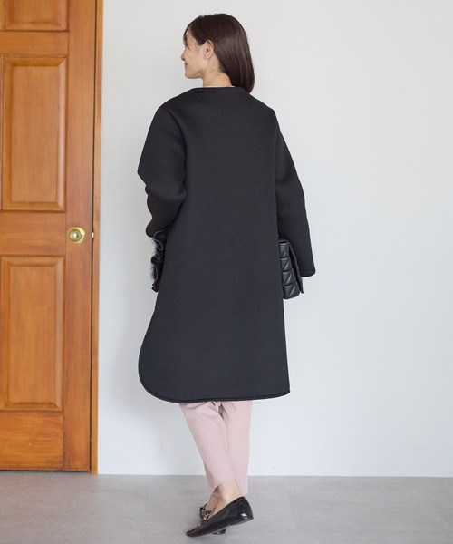 ［新品未使用］Neigeネージュ　コート セール】フリルファーポケットコート（ノーカラーコート）｜Neige