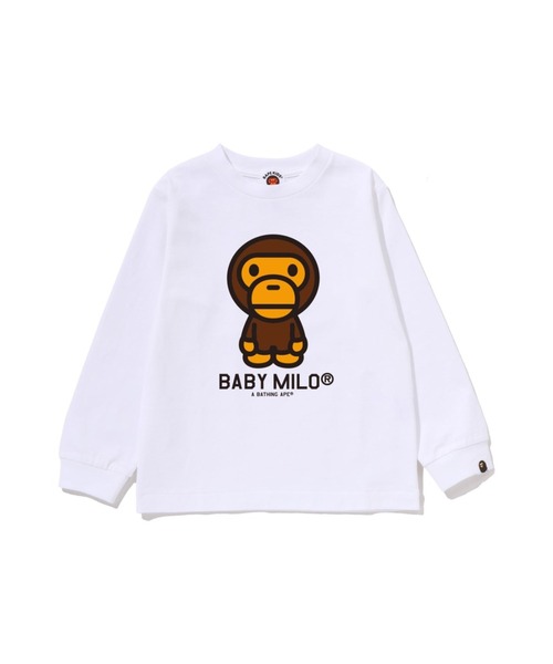 A BATHING APE（アベイシングエイプ）の「BABY MILO LS TEE（Tシャツ/カットソー・キッズ・オレンジ/ピンク/ホワイト/グリーン/ブラック・130/100/110/140/120/90）」の2枚目の写真